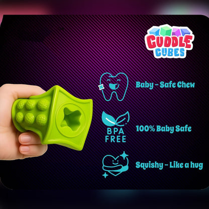 ToyBharat Cuddle Cubes Soft Baby Building Blocks Colorful Soft Stack & Learn Toy for Toddlers|BPA-Free, Chewable, Educational Sensory Blocks with Numbers, Animals, Fruits, Textures & Shapes (Set of 6)