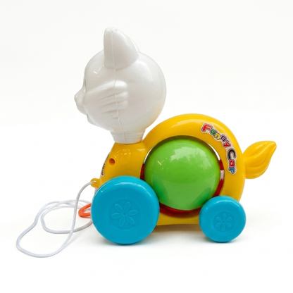 ToyBharat Pulling Funny Cat is a multicolour pull-along toy designed for toddlers aged 1-6 years. Made from safe and non-toxic materials, it's perfect for indoor and outdoor play and makes a fun kids’ gift.