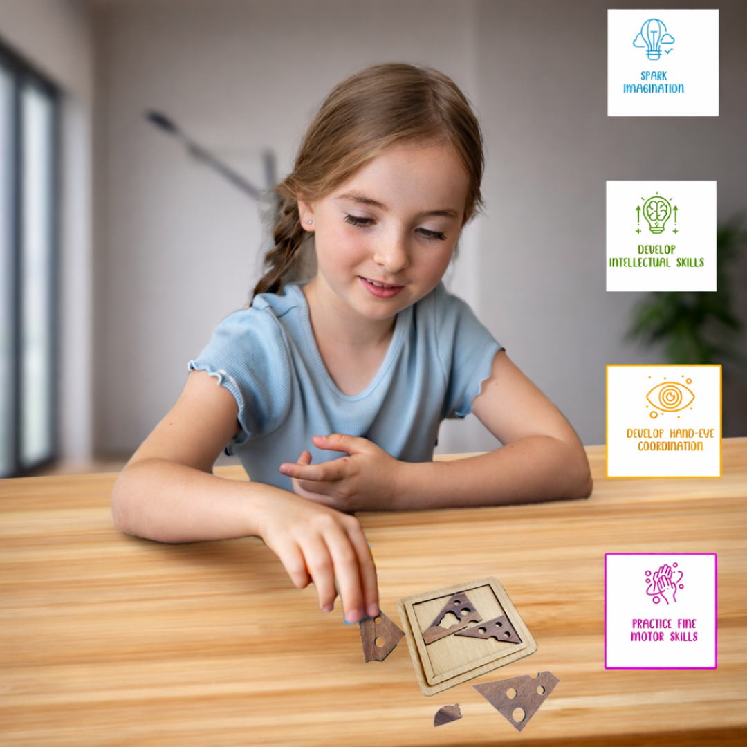 Toybharat Wooden Cheese-Rat Puzzle Game Board Game Puzzle Toy (Multicolour) for Adults Family Contemporary Manufacture And Unisex Kids (Colour May Differ)