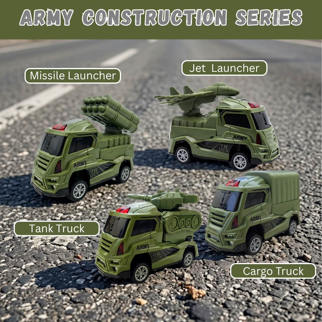 ToyBharat Army Construction Series ( Green Colour) 1Pcs. Friction Power Toy with a Realistic Design. Perfect Gift for Kids aged 3–6 Years. Safe, Non-Toxic, and ideal for exciting indoor and outdoor play adventures ( 1 Pcs. Only),
