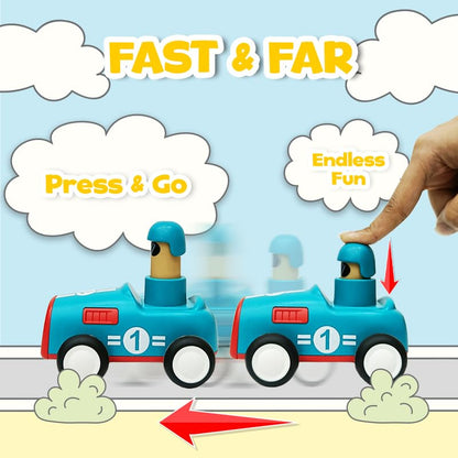 ToyBharat Press n Go Baby Toys Car for Kids Pull Back Car Toys|Doll & Play Set |Set of 4