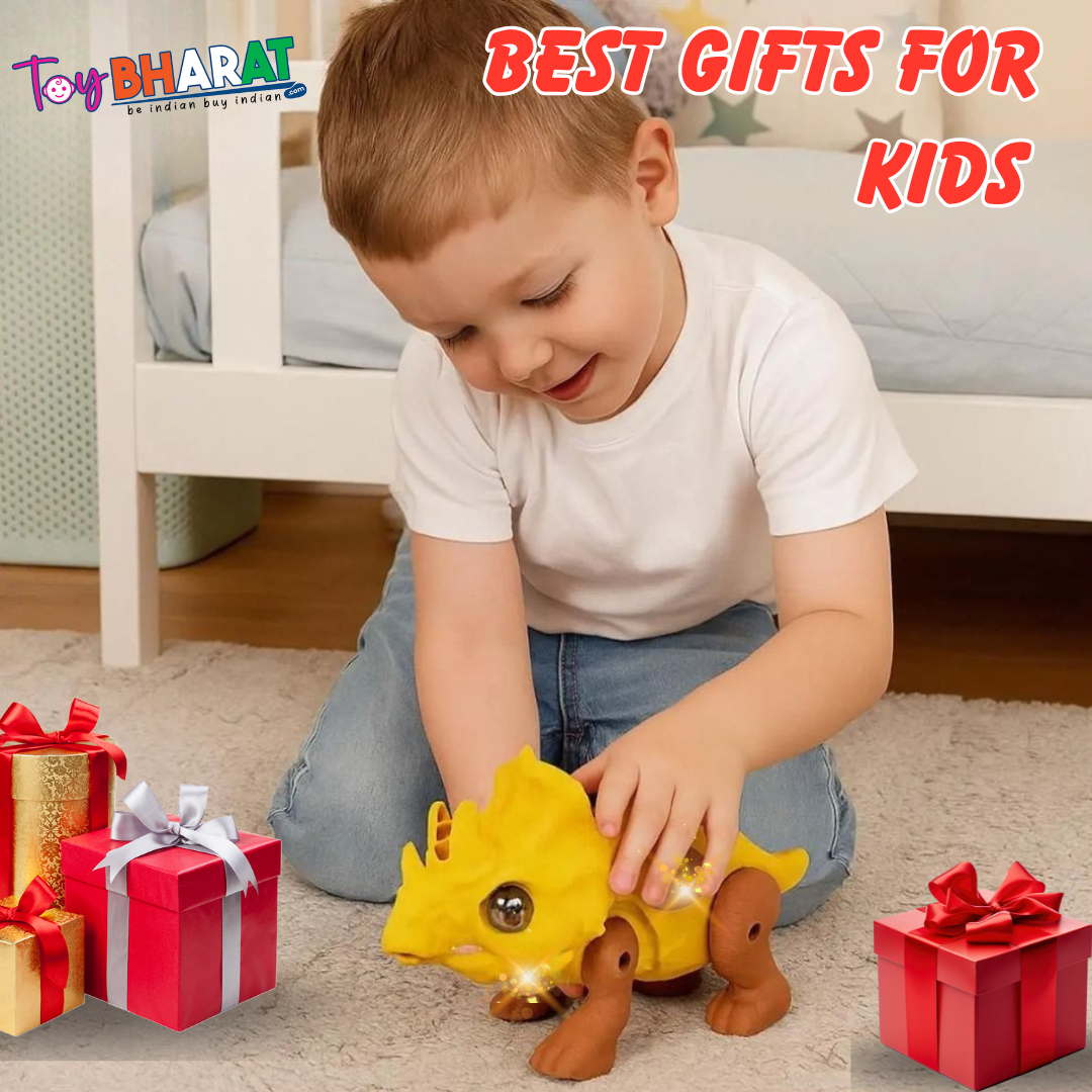 ToyBharat Musical Crawling Dino| Battery Operated | flashing lights, and music. A fun and educational toy for boys and girls age 3+, ideal for birthdays and learning play.