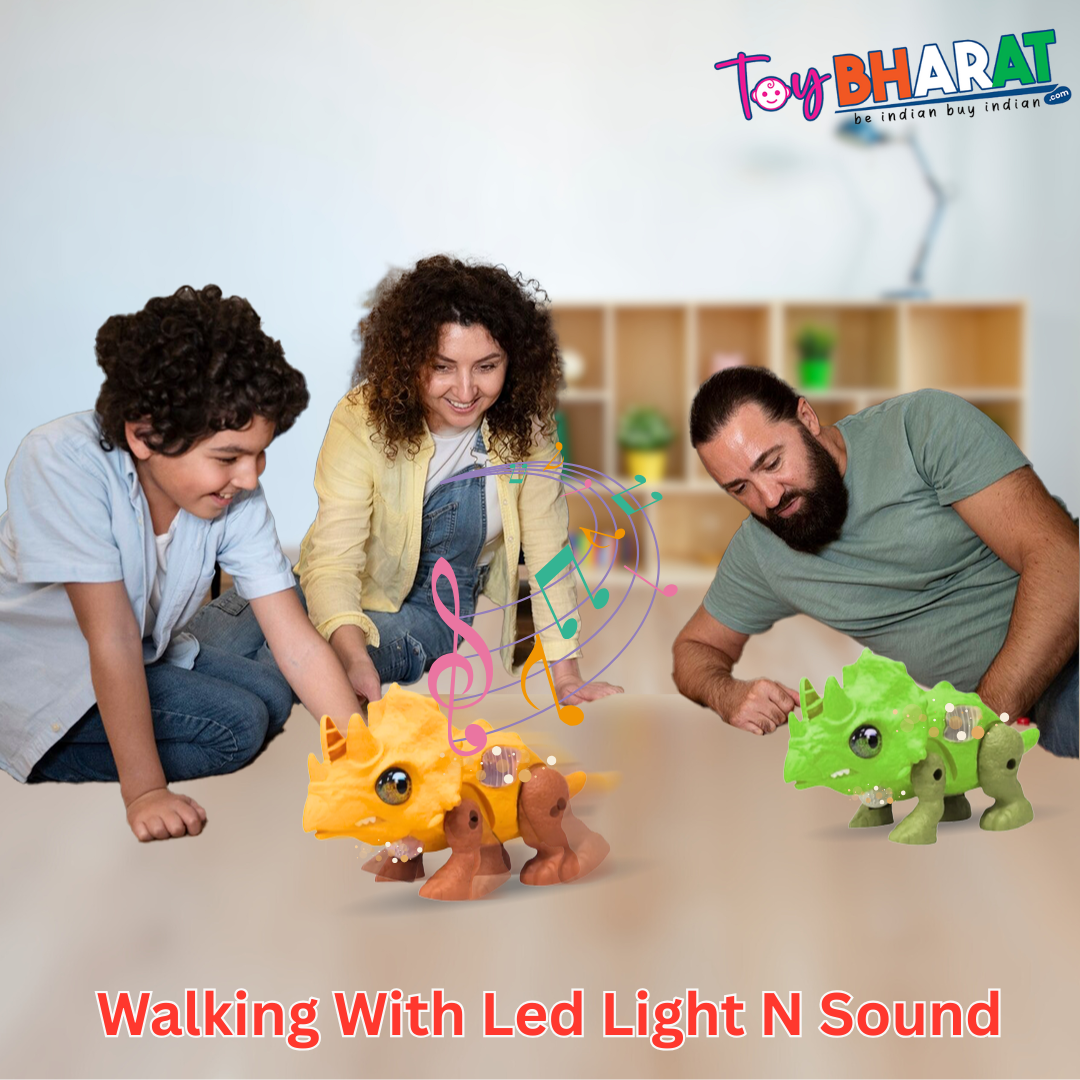 ToyBharat Musical Crawling Dino| Battery Operated | flashing lights, and music. A fun and educational toy for boys and girls age 3+, ideal for birthdays and learning play.