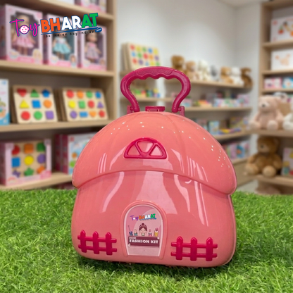Toybharat Makeup Kit Set for Kids Ages 3-6 Year Old Girls | 2-in-1 Playset Portable Pretend Play Toy for Baby Girl | Activity Toys| Safe and Non-Toxic | Lightweight Bag Style Kit | Birthday Gift for Girls of 3 to 6