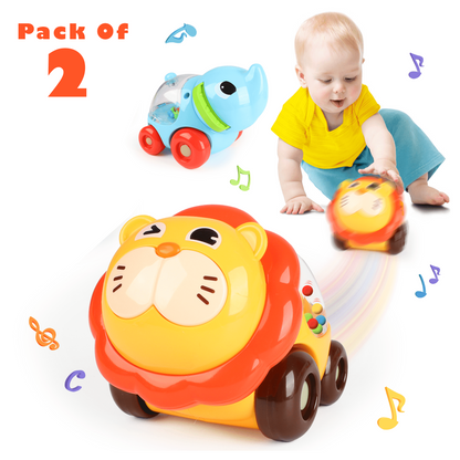 ToyBharat Pop Pop Elephant and Lion Set Of 2 | Multicolour | Travel Toys | Birthday Gift for kids | Interactive Toys| For Unisex Kids.