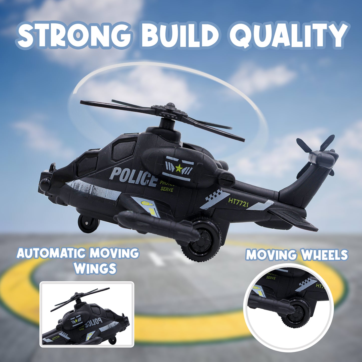 Toybharat Action Helicopter |Multicolour | Travel Toys | Birthday Gift for Boy and Girl Baby |Intractive Toys