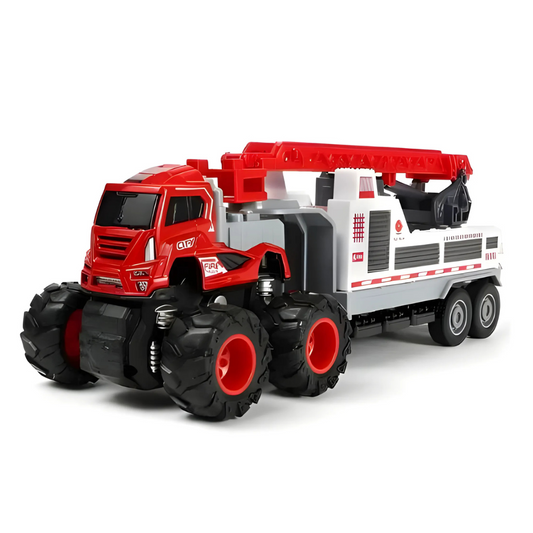 ToyBharat ABS Monster carrier truck fire Toy set with friction-powered cars, flashing lights, and music. A fun and educational emergency vehicle toy for boys and girls age 3+, ideal for birthdays and learning play.