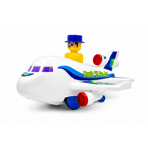 ToyBharat Push n Go Jet – A fun multicolour travel toy for kids aged 1-6 years. With realistic design and smooth push-and-go action, it's safe, non-toxic, and perfect as a birthday gift for indoor and outdoor play.