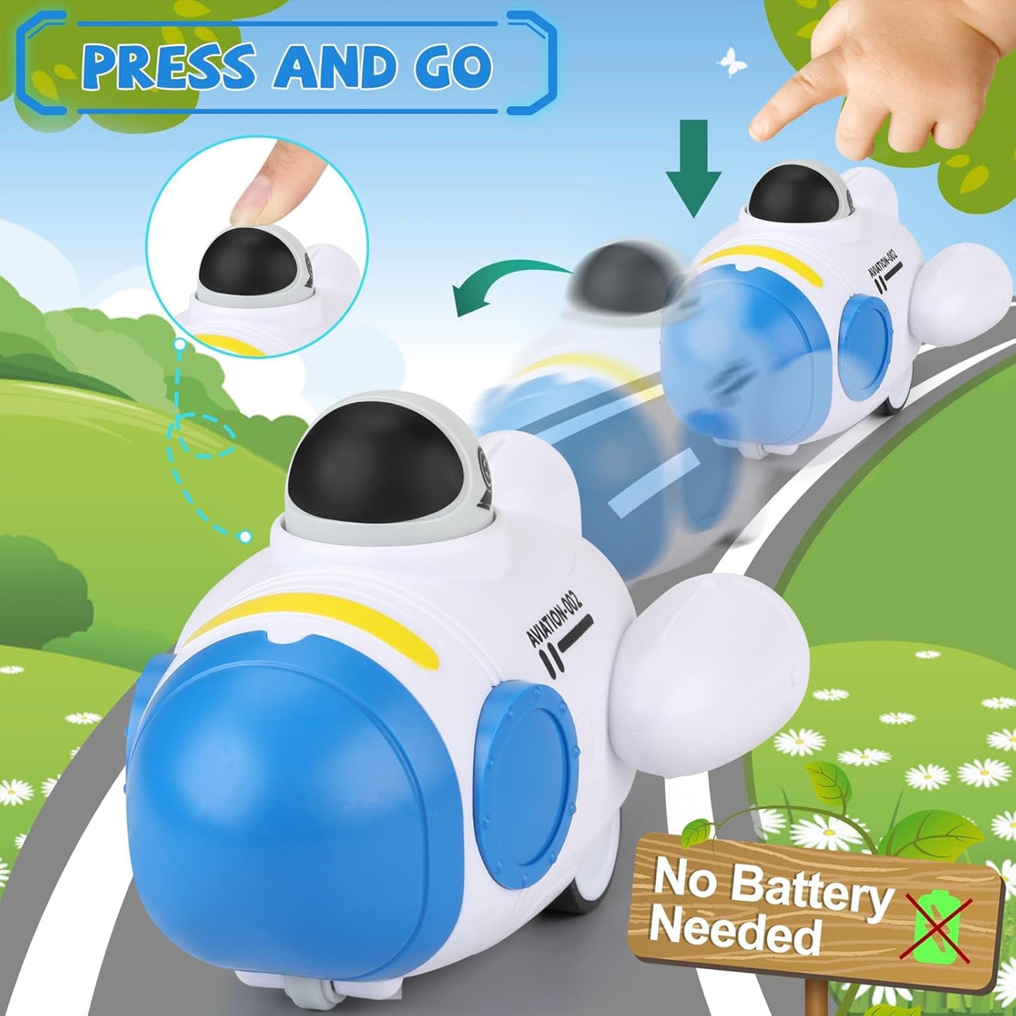 Toybharat Push N Go Ufo N AV Pack Of 3 |Multicolour | Travel Toys | Birthday Gift for Boy and Girl Baby