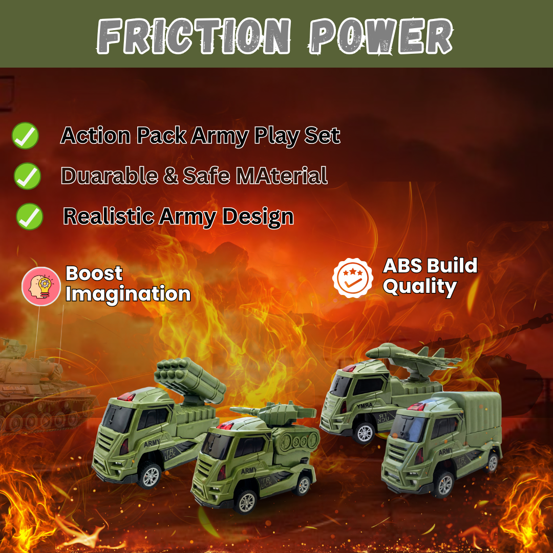 ToyBharat Army Construction Series ( Green Colour) 1Pcs. Friction Power Toy with a Realistic Design. Perfect Gift for Kids aged 3–6 Years. Safe, Non-Toxic, and ideal for exciting indoor and outdoor play adventures ( 1 Pcs. Only),