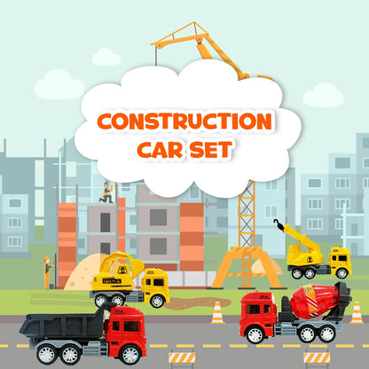 oyBharat Contruction Truck Set Friction Powered Cars Construction Cement Mixer Truck Dumper Excavator Truck Toys for 1 2 3 Year Old Boy Girl Baby Kids, Pack of 4