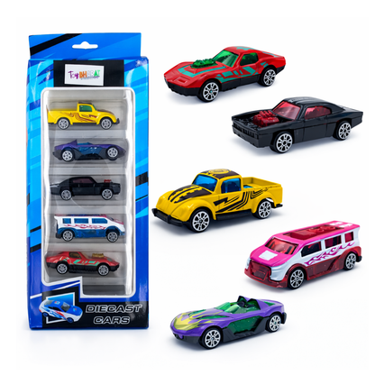 ToyBharat Metal Die Cast Car Set Free Wheel High Speed Unbreakable for Kids - Pack of 5, Small Racing Cars for Exciting Playtime Adventures, Multicolor