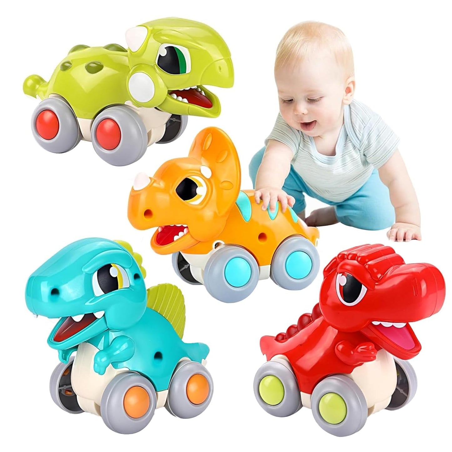 Toybharat Action Dinosaur Assorted Pack Of 4 | Multicolour | Interactive Toy | Kids Gift | Friction Toys