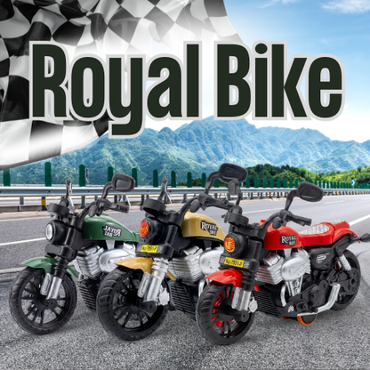 ToyBharat Royal Bike is a multicolour friction-powered travel toy with a stylish design, perfect for kids aged 1 to 6 years. Made from safe, non-toxic materials, it's durable, fun, and a great birthday gift.