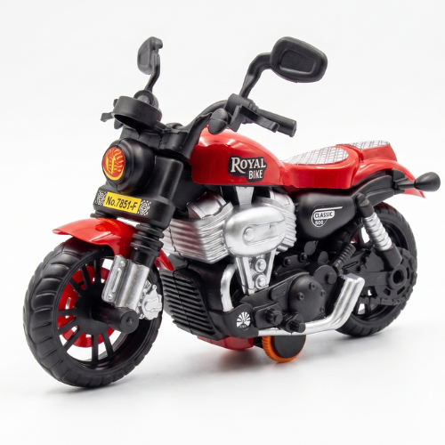 ToyBharat Royal Bike is a multicolour friction-powered travel toy with a stylish design, perfect for kids aged 1 to 6 years. Made from safe, non-toxic materials, it's durable, fun, and a great birthday gift.
