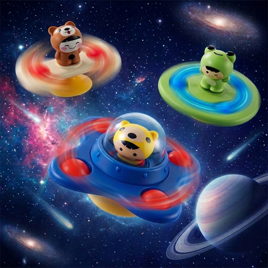 ToyBharat UFO  Spinner Set of 3 is a multicolour interactive toy set that promotes motor skills and sensory play. Safe, non-toxic, and perfect for indoor and outdoor fun. A great birthday gift for baby boys and girls.