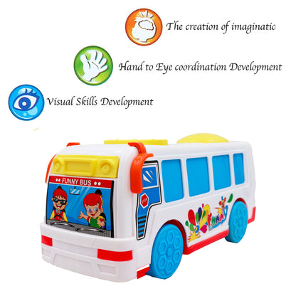 ToyBharat Funny Bus Friction Toy in Multicolour with Realistic Design is the perfect Travel Toy and Birthday Gift for Kids aged 1-6 Years. Safe, Non-Toxic, Battery-Free, ideal for Indoor and Outdoor Play.