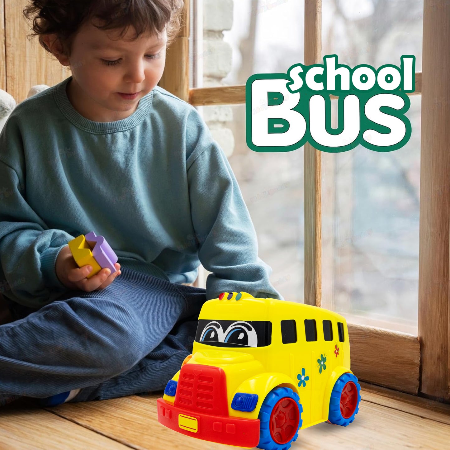 Toybharat School Bus | Multicolour |Friction Power Toys| Birthday Gift for Boy and Girl Baby