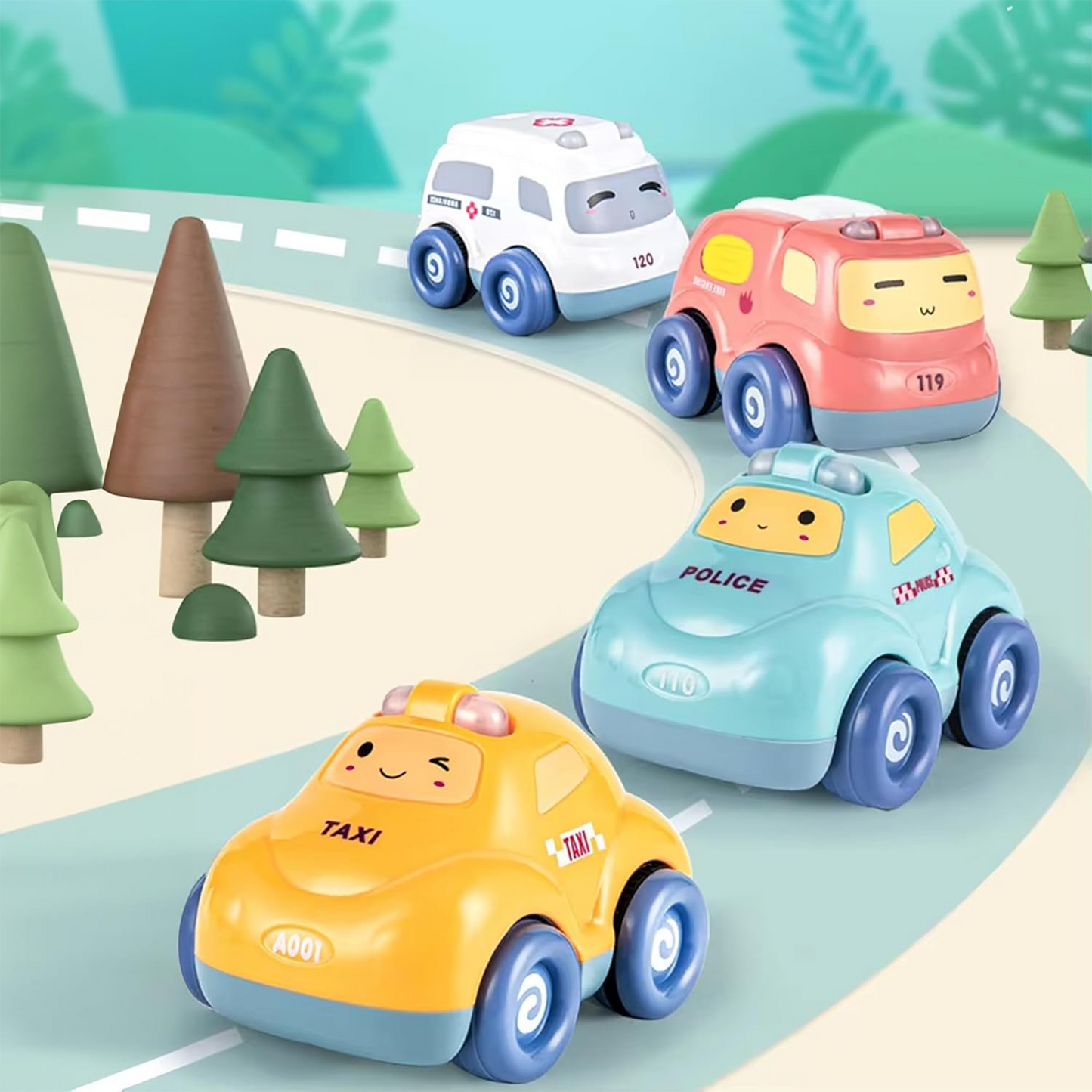ToyBharat Light & Musical Pullback Car Toy Set includes 4 friction-powered push-and-go vehicles with fun cartoon designs, 3D lights, and music. Safe for toddlers aged 1+, it’s the perfect early learning gift.
