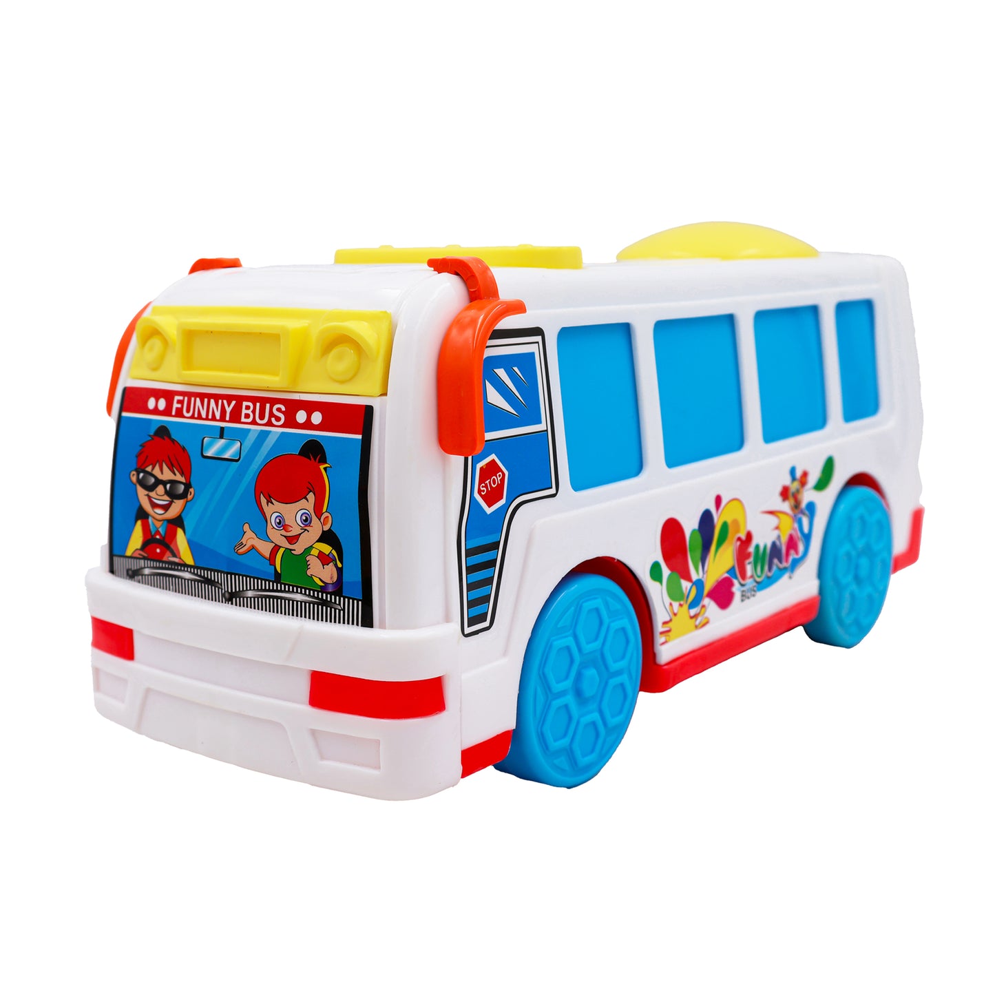 ToyBharat Funny Bus Friction Toy in Multicolour with Realistic Design is the perfect Travel Toy and Birthday Gift for Kids aged 1-6 Years. Safe, Non-Toxic, Battery-Free, ideal for Indoor and Outdoor Play.
