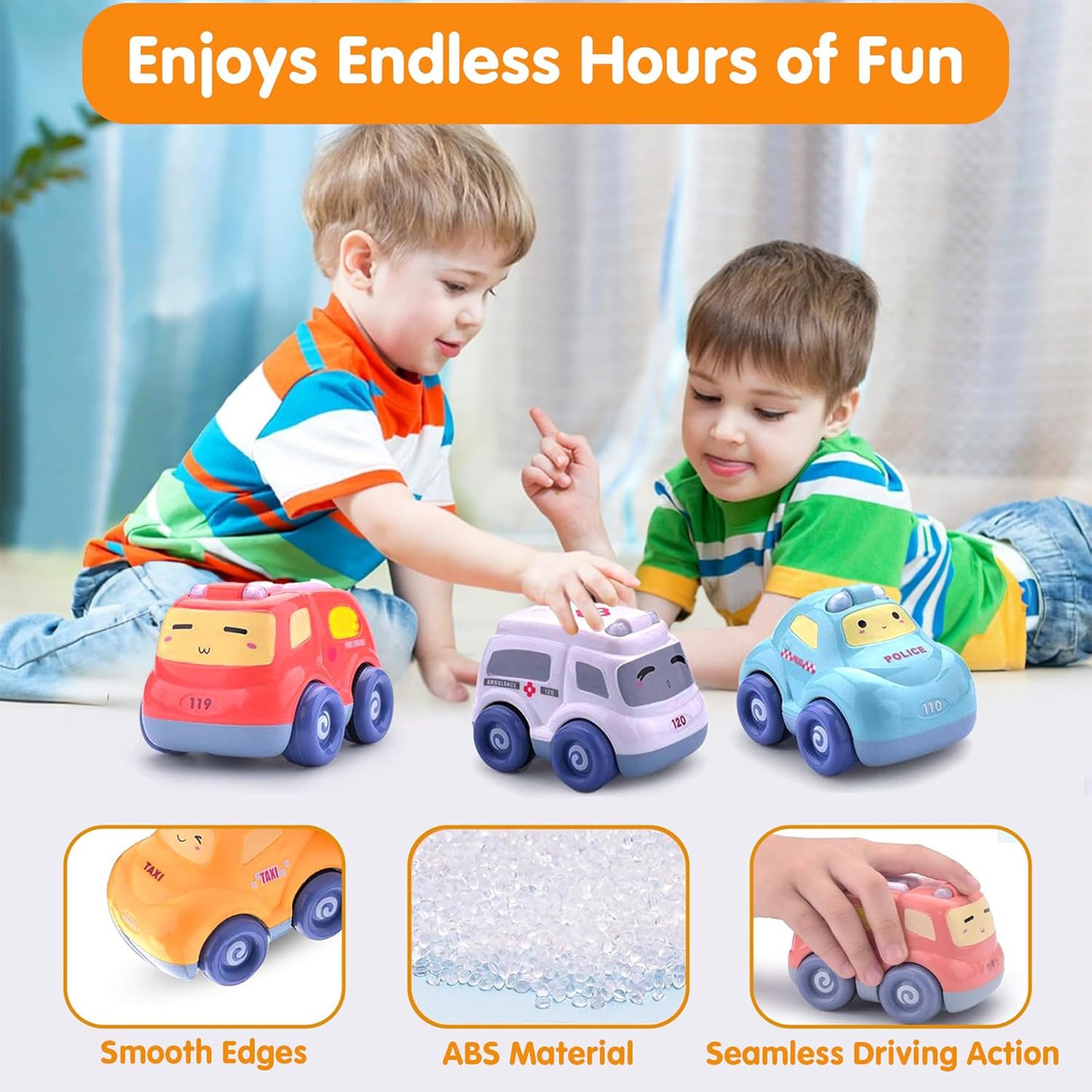 ToyBharat Light & Musical Pullback Car Toy Set includes 4 friction-powered push-and-go vehicles with fun cartoon designs, 3D lights, and music. Safe for toddlers aged 1+, it’s the perfect early learning gift.