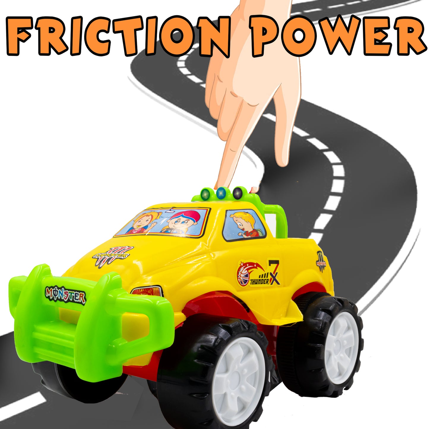 Toybharat Monster Jeep |Multicolour |Friction Power Toys| Birthday Gift for Boy and Girl Baby