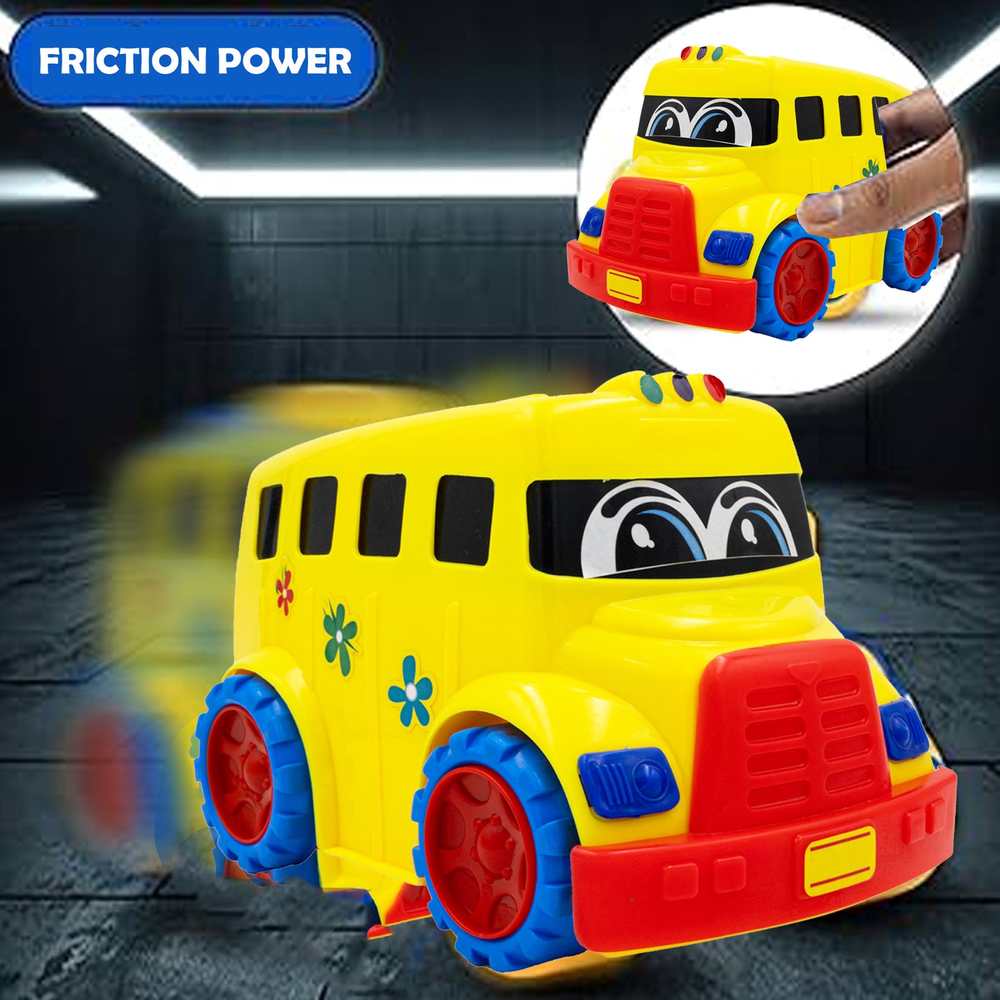 Toybharat School Bus | Multicolour |Friction Power Toys| Birthday Gift for Boy and Girl Baby