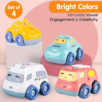 ToyBharat Light & Musical Pullback Car Toy Set includes 4 friction-powered push-and-go vehicles with fun cartoon designs, 3D lights, and music. Safe for toddlers aged 1+, it’s the perfect early learning gift.
