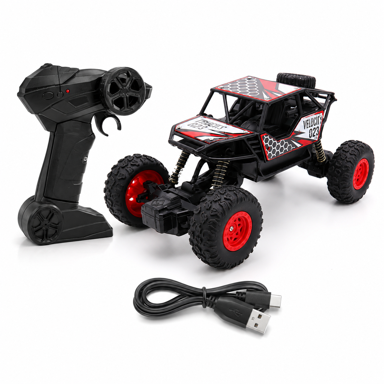 ToyBharat RC Monster Remote Control Car is a powerful multicolour electronic car toy with stunt action. Safe, durable, and exciting for kids, it's ideal for indoor and outdoor play and makes a thrilling gift.
