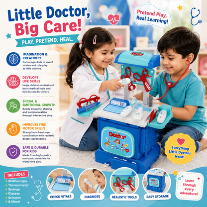 Toybharat Doctor Set for Kids 3+ Years | 2-in-1 Pretend Play Medical Kit | Portable Doctor Playset for Boys & Girls | Role Play Toy | Birthday Gift for Kids