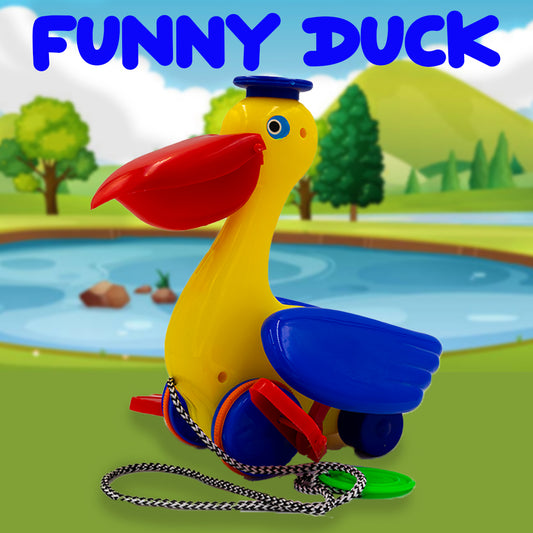 Toybharat Unisex Kids For Funny Duck |Multicolour | Travel Toys | Toy Gift |Pull Along Toy