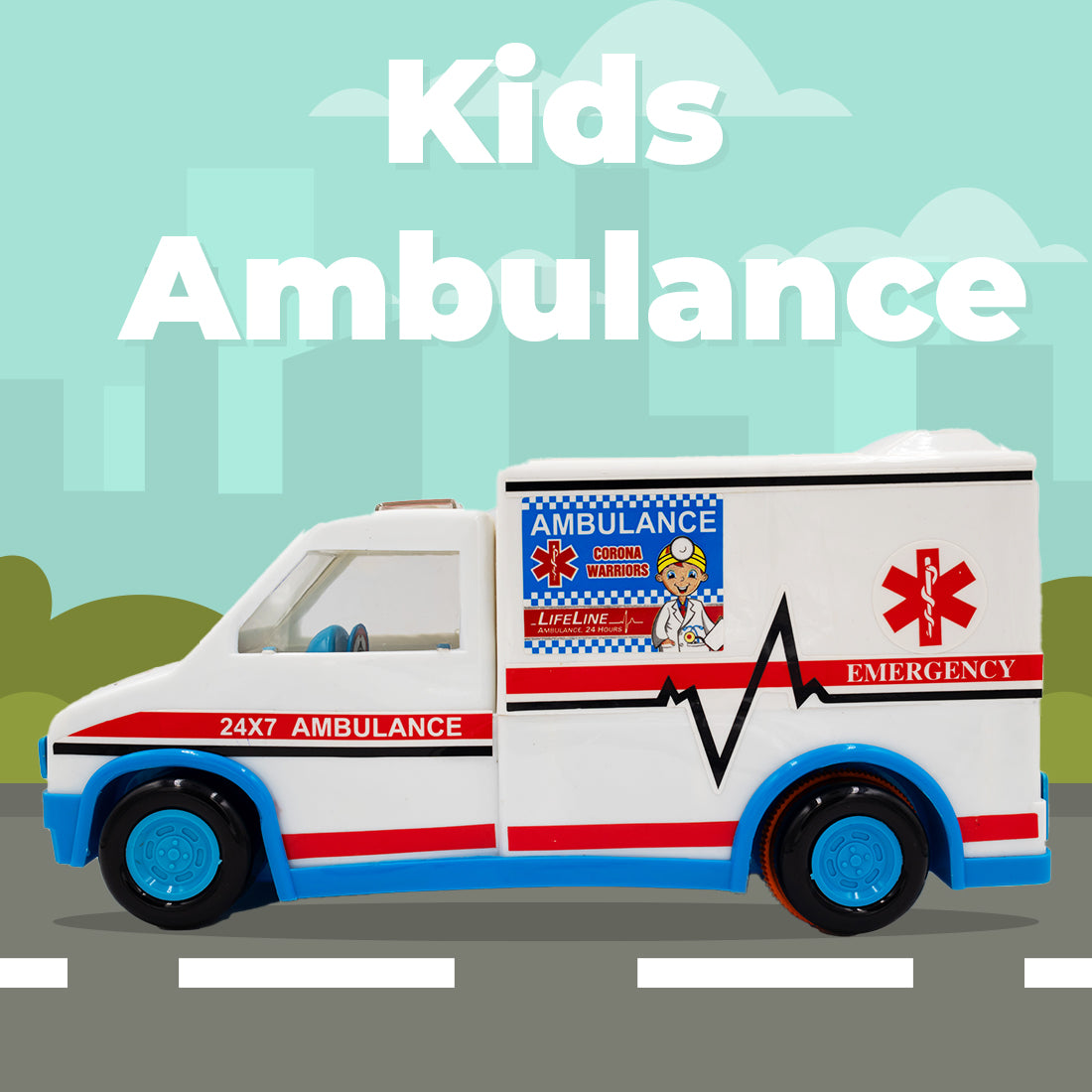 Toybharat Unisex Kids For Ambulance Kids |Multicolour | Friction Power Toy | Birthday Gift