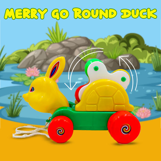 Toybharat Unisex Kids For Merry Go Round Duck |Multicolor | Travel Toys | Pull Along Toy