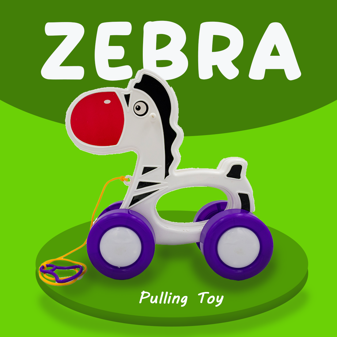 Toybharat Unisex Kids For Pulling Zebra |Multicolour | Travel Toys | Birthday Gift |Pull Along Toy