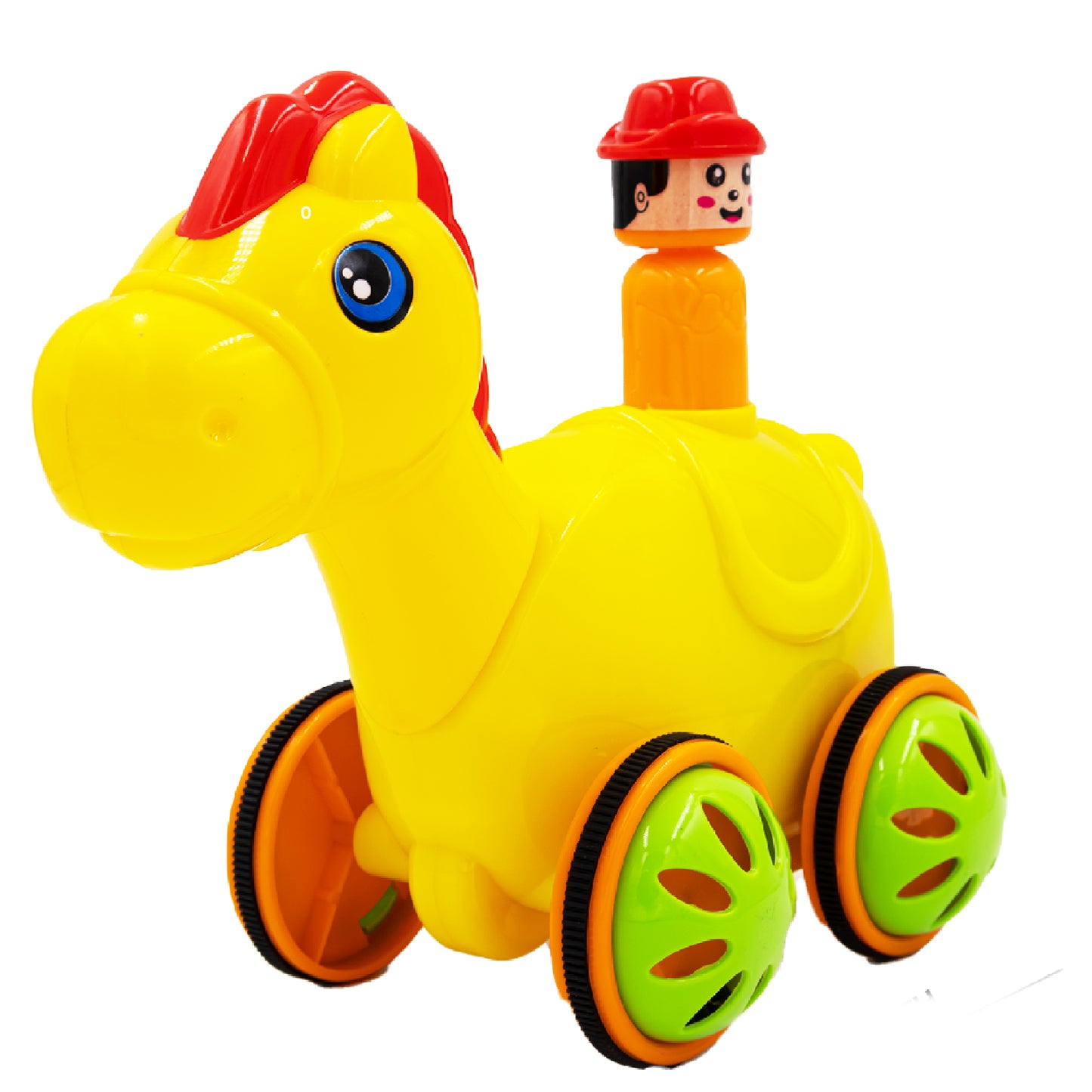 ToyBharat Push N Go Horse – A fun travel toy for kids aged 1-6 years with a realistic design. Made in India, safe and non-toxic, ideal for indoor and outdoor play. A perfect multicolour birthday gift for kids.