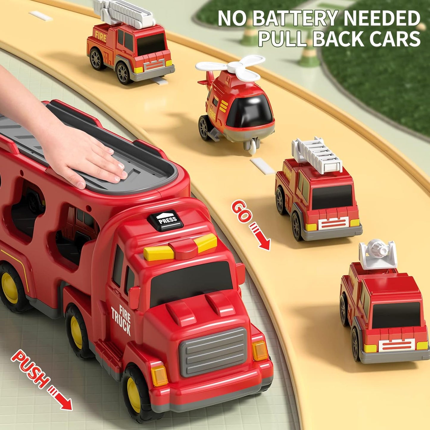 Toybharat Fire Carrier Truck | Multicolour | Interactive Toys |Battery Operated Light And Sound Effect Truck for Kids Gift