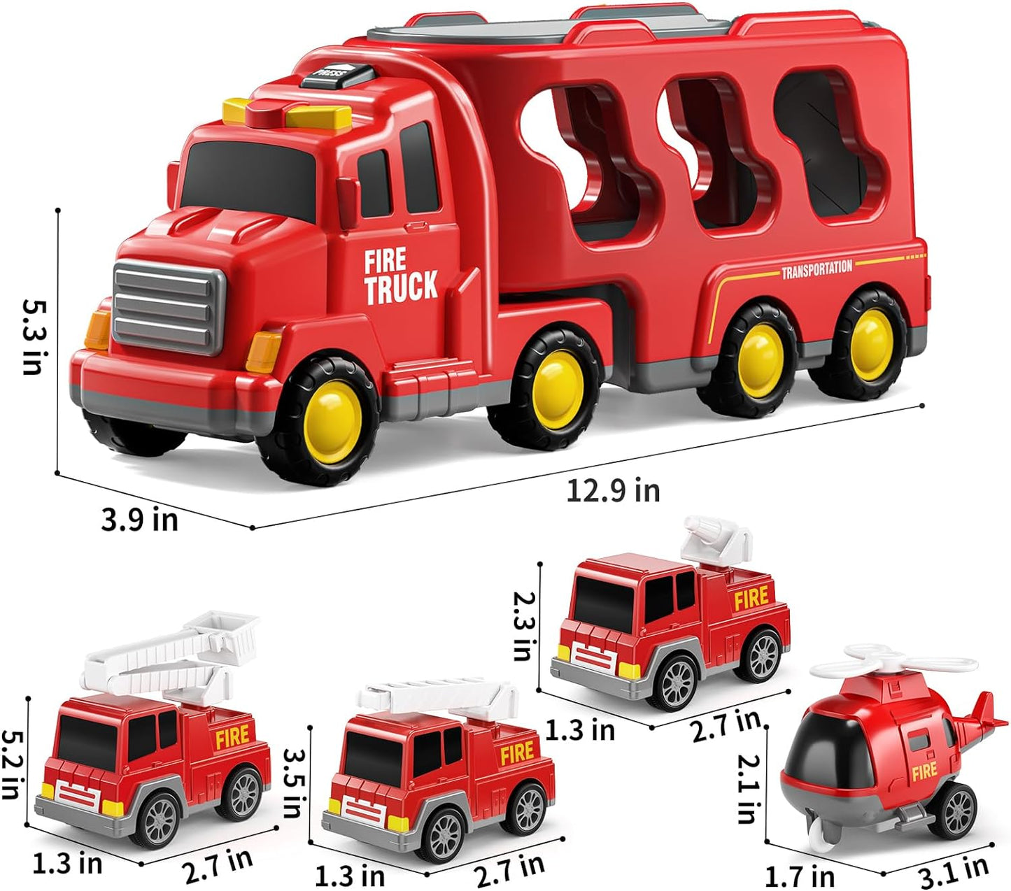 Toybharat Fire Carrier Truck | Multicolour | Interactive Toys |Battery Operated Light And Sound Effect Truck for Kids Gift