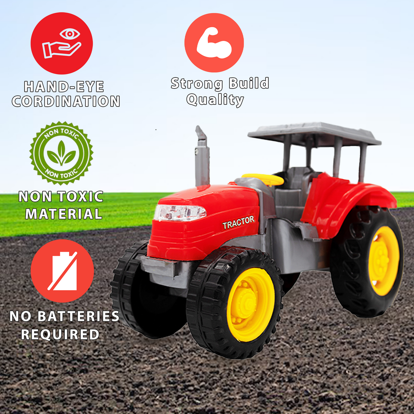Toybharat Free Wheel Model Tractor |Multicolour |Free Wheel Toys| Toy Gift