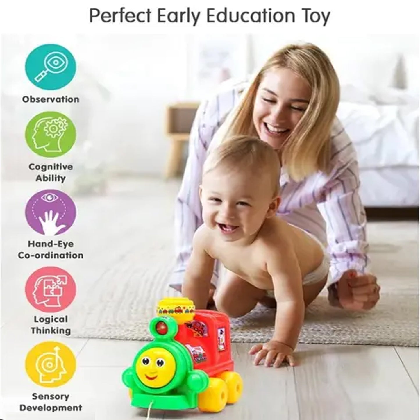 ToyBharat Thomas Engine Pull Along Toy is a vibrant multicolour train toy for kids aged 1-6. Safe, non-toxic, and fun for travel or home, it encourages walking, coordination, and imaginative indoor or outdoor play.