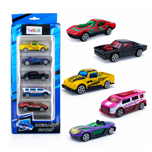 ToyBharat Metal Die Cast Car Set Free Wheel High Speed Unbreakable for Kids - Pack of 5, Small Racing Cars for Exciting Playtime Adventures, Multicolor