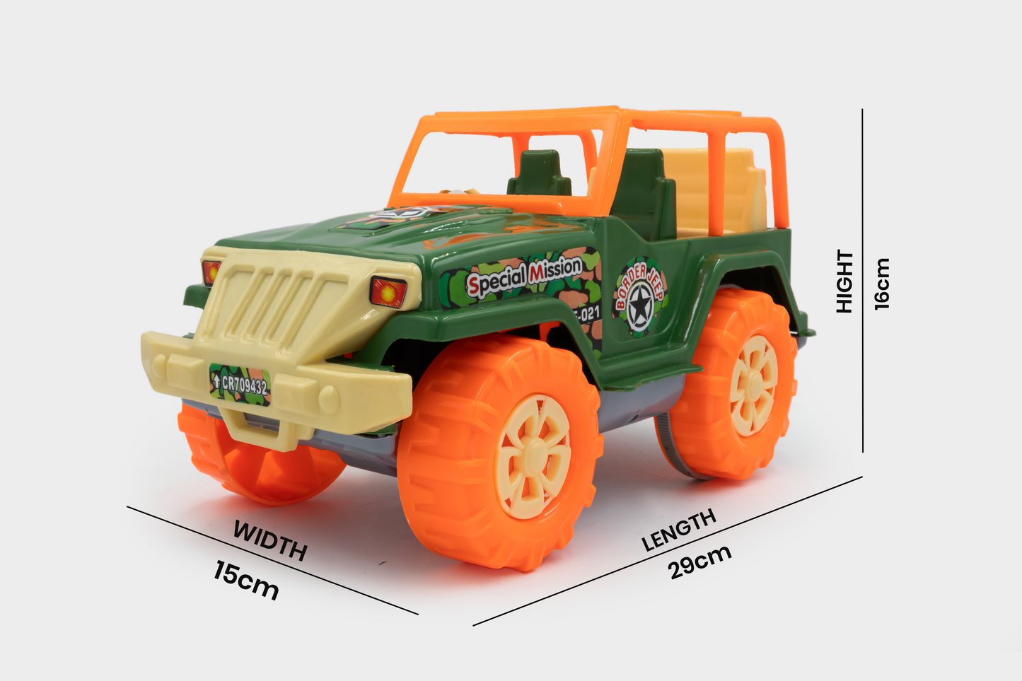 Toybharat Unisex Kids For Border Jeep |Multicolour |Friction Power Toys| Birthday Gift