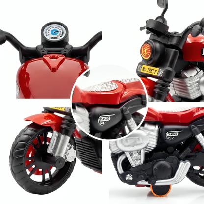ToyBharat Royal Bike is a multicolour friction-powered travel toy with a stylish design, perfect for kids aged 1 to 6 years. Made from safe, non-toxic materials, it's durable, fun, and a great birthday gift.