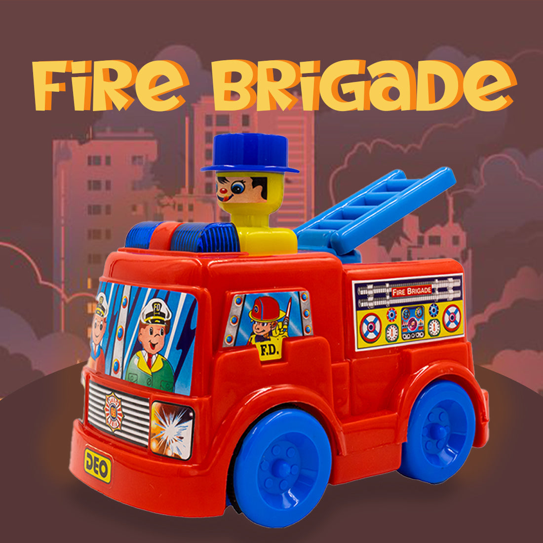 Toybharat Unisex Kids For Push N Go Fire Brigade |Multicolour | Push N Go Toys | Kids Gift