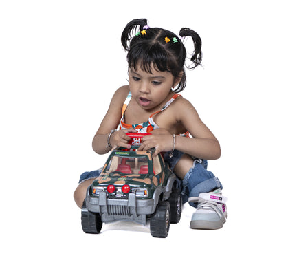 Toybharat Unisex Kids For Free Wheel Indian Army Jeep |Multicolour |Friction Power Toys