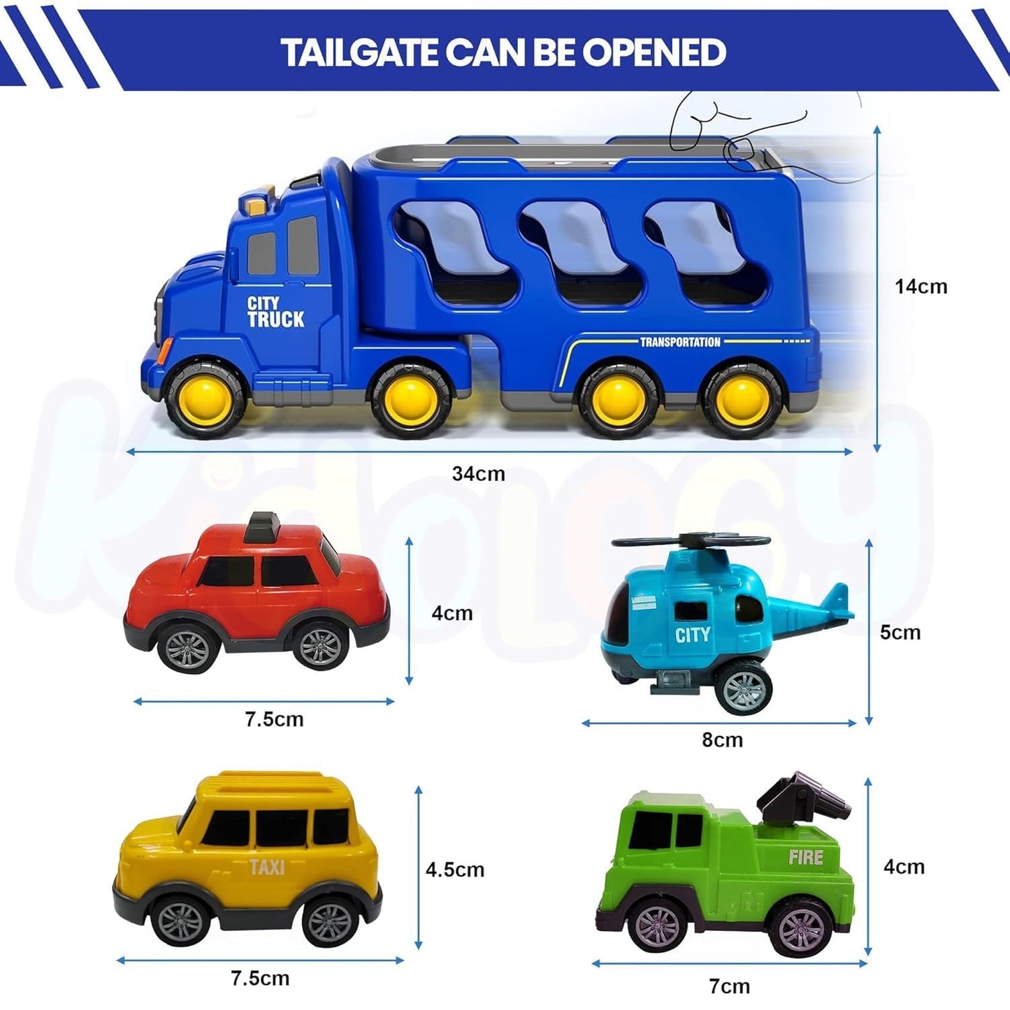 Toybharat City Transporter Carrier Truck | Multicolor | Interactive Toys |Battery Operated Light And Sound Effect Truck for Kids Gift