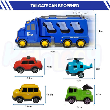 Toybharat City Transporter Carrier Truck | Multicolor | Interactive Toys |Battery Operated Light And Sound Effect Truck for Kids Gift