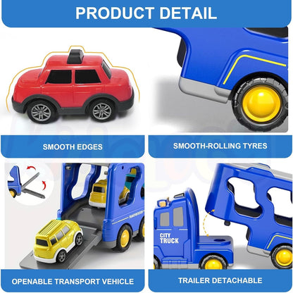 Toybharat City Transporter Carrier Truck | Multicolor | Interactive Toys |Battery Operated Light And Sound Effect Truck for Kids Gift