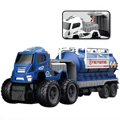 ToyBharat ABS Monster carrier truck Tanker Toy set with friction-powered cars, flashing lights, and music. A fun and educational emergency vehicle toy for boys and girls age 3+, ideal for birthdays and learning play.