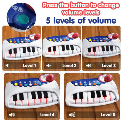 ToyBharat Battery-Operated Musical Piano Keyboard Toy with Microphone, Melodies & Sound Effects – Perfect Early Learning Toy for Toddlers 2+ Years, Supports Music Skills & Fun Play