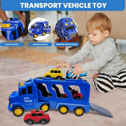 Toybharat City Transporter Carrier Truck | Multicolor | Interactive Toys |Battery Operated Light And Sound Effect Truck for Kids Gift
